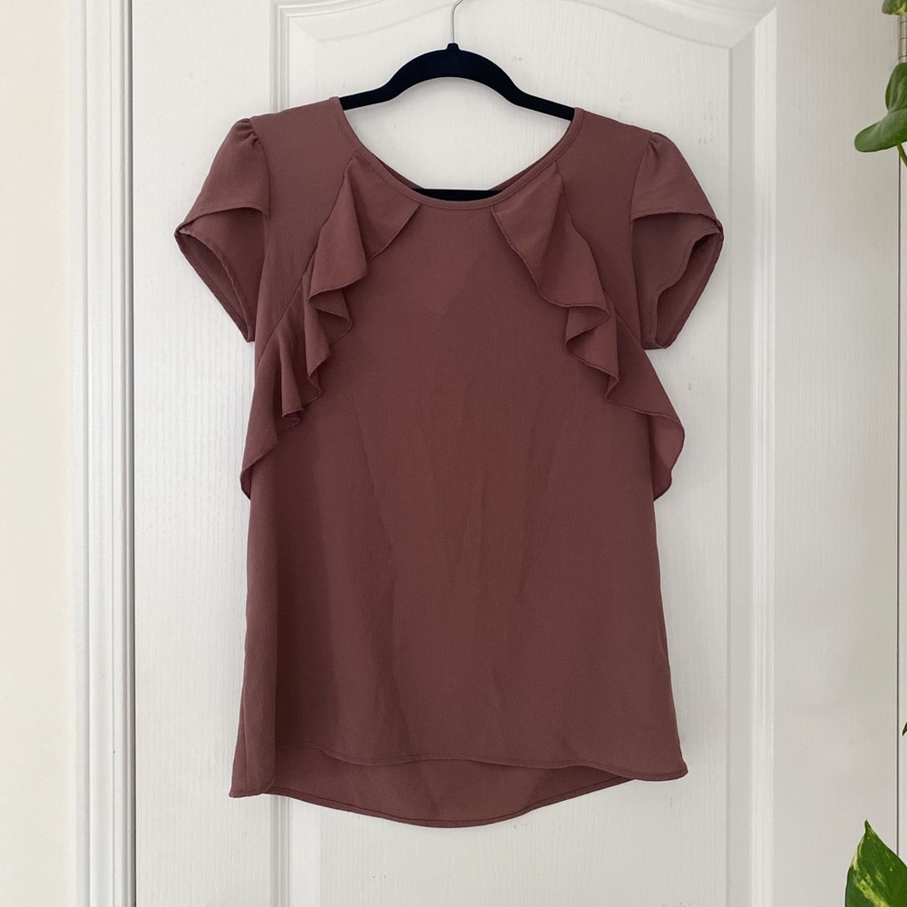 NWT Mikarose Lilac Ruffle Chiffon Top XS
